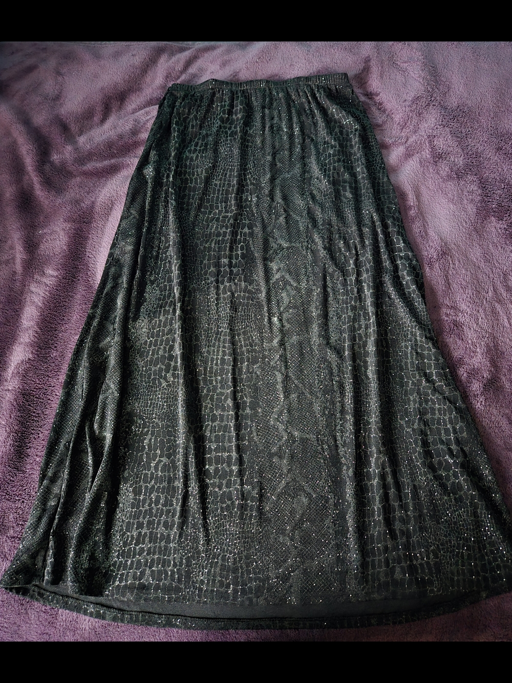Tradition Collection Black Shimmer Snake Print Maxi Skirt 🖤✨
